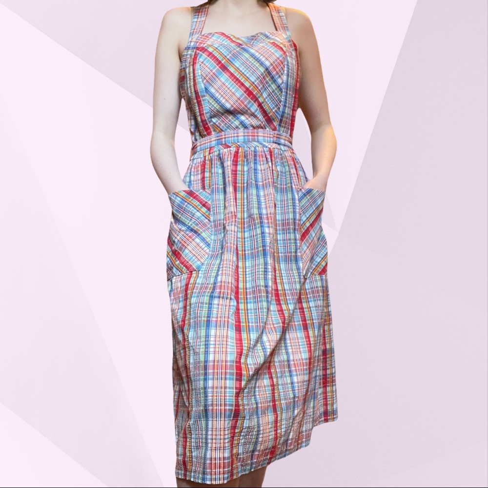 Vintage Plaid Midi Dress